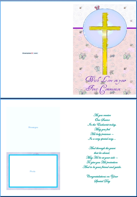 Example Communion Card:With Love On Your First Communion